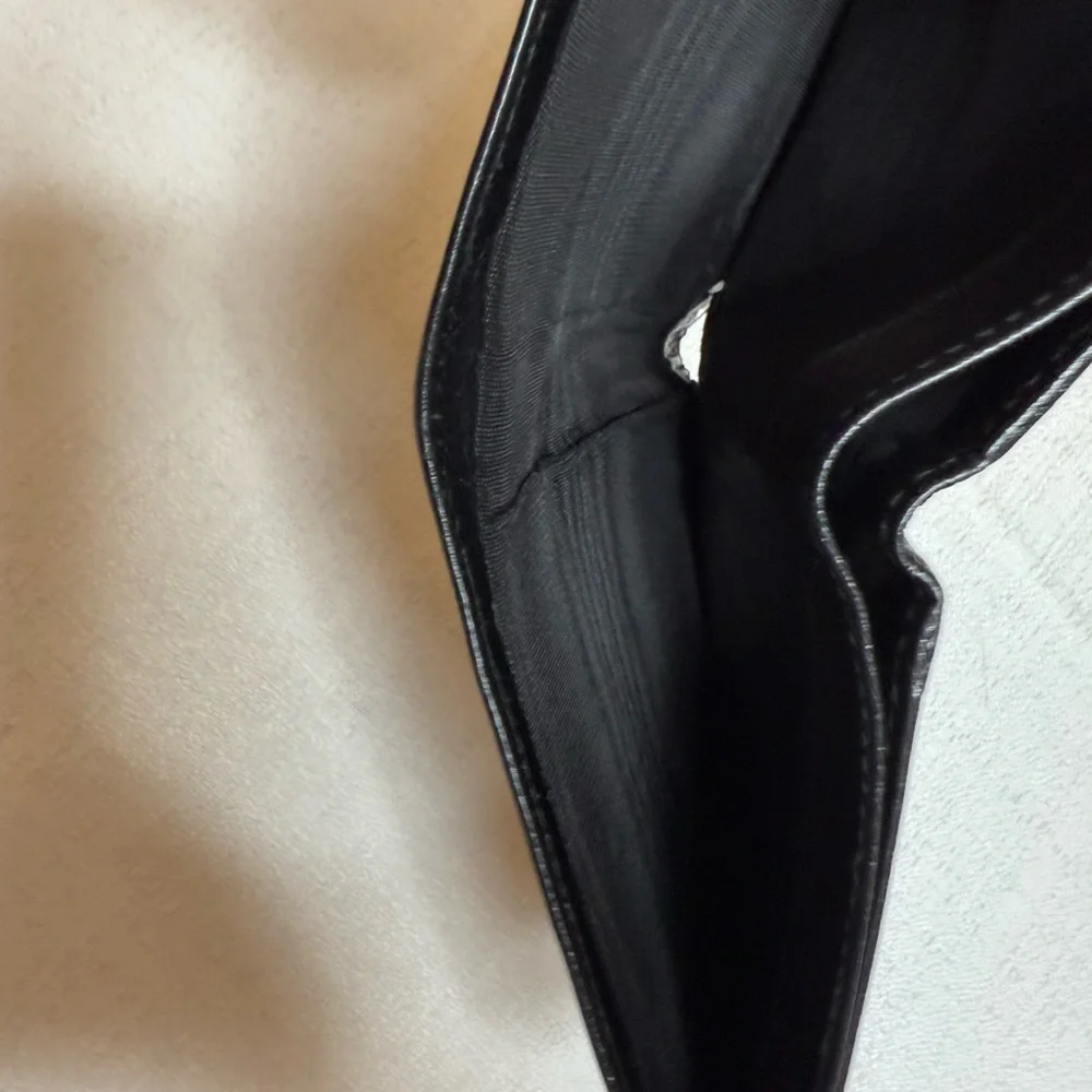 Celine Black Leather wallet with Gold tone logo